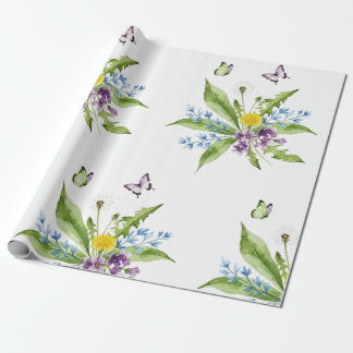 Papier Cadeau Fleurs et papillons