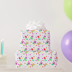 Papier Cadeau Fleurs, Fleurs et Pois