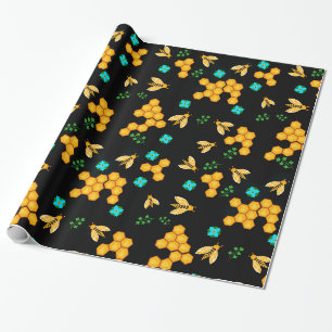 Papier Cadeau Fleurs florales de miel de nid d'abeilles