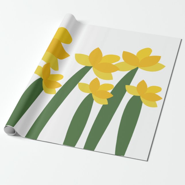 Papier Cadeau Fleurs Florales Narcisse Jaune (Déroulé)