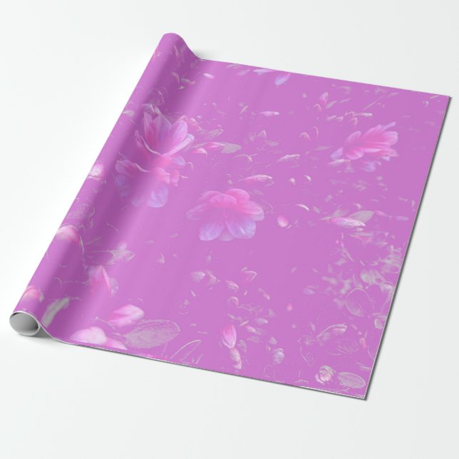 Papier Cadeau Fleurs flottantes Azalea Mauve (Déroulé)