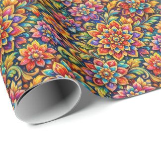 Papier Cadeau fleurs full color