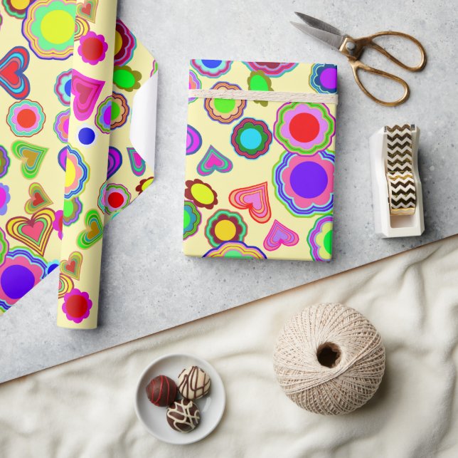 Papier Cadeau Fleurs Groovy Hearts (Artisanat)
