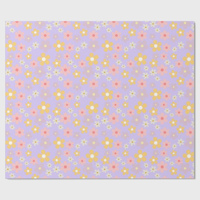 Papier Cadeau Fleurs Illustrées (Plat)
