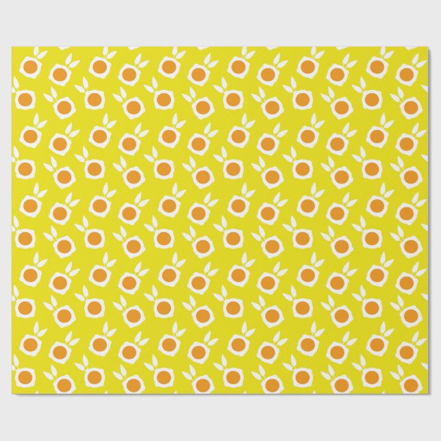 Papier Cadeau fleurs jaunes carrées (Plat)