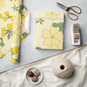 Papier Cadeau Fleurs Jaunes, Motif Floral, Motif De Fleurs