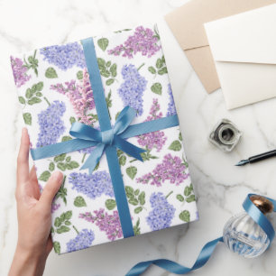 Papier Cadeau Fleurs Lilac et motif feuille
