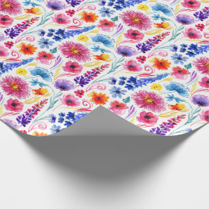 Papier Cadeau Fleurs lumineuses de style aquarelle abstrait