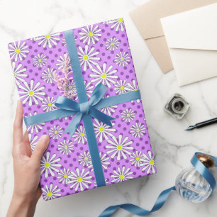 Papier Cadeau Fleurs marguerites blanches sur un arrière - plan 