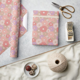 Papier Cadeau Fleurs marguerites rétro