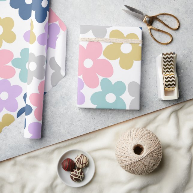 Papier Cadeau Fleurs marguerites super Retro Boho Floral (Artisanat)