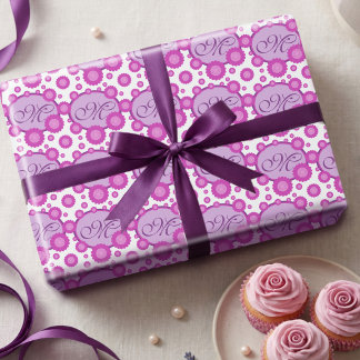 Papier Cadeau Fleurs Mignonnes & Ovais Avec Texte 