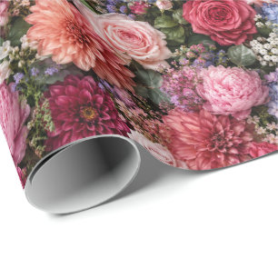 Papier Cadeau Fleurs Mixtes Ultra-Détaillées Exquises