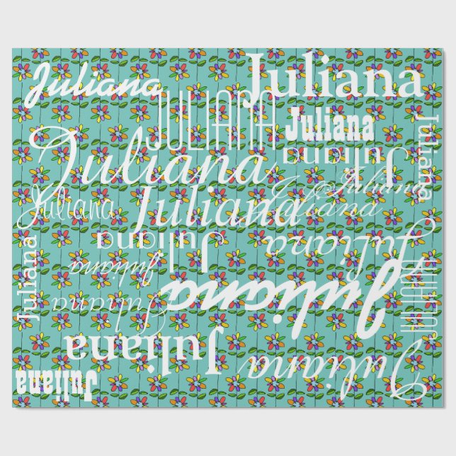 Papier Cadeau fleurs . motif de noms personnalisés (Plat)