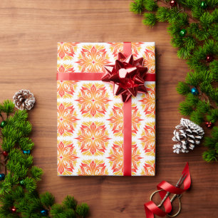 Papier Cadeau Fleurs Oranges, Motif De Fleurs, Motif Floral