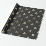 Papier Cadeau Fleurs Paris Vintage Noir et Or<br><div class="desc">Papier d'emballage floral vintage gris,  noir et or paris.</div>