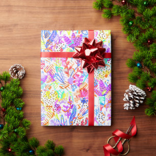 Papier Cadeau Fleurs pastel abstraites