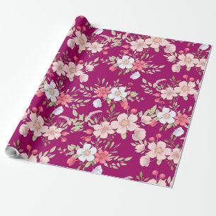 Papier Cadeau Fleurs Pastel Floral Impression sur Elegant Violet