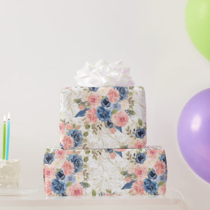 Papier Cadeau Fleurs pastel légères Rose tendre et lavande doux