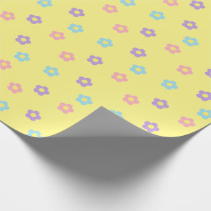 Papier Cadeau Fleurs pastel retro années 90 Y2k Jaune