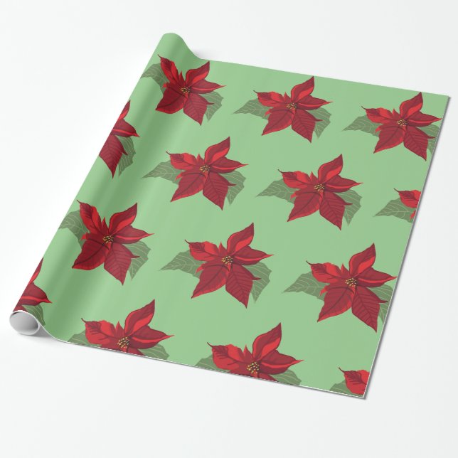 Papier Cadeau Fleurs Poinsettia (Déroulé)