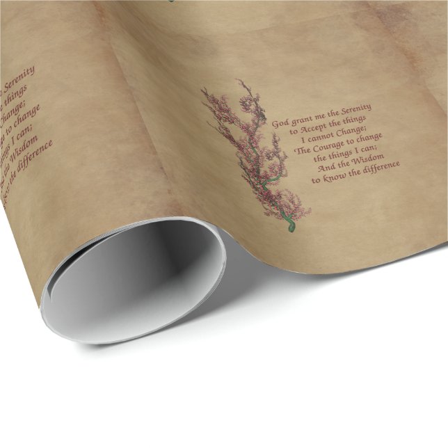 Papier Cadeau Fleurs Prière d'Inspiration Sérénité (Coin rond)