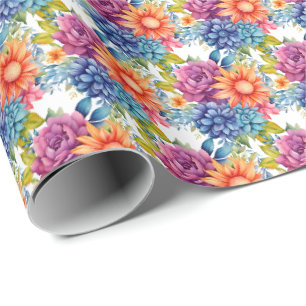 Papier Cadeau Fleurs printanières colorées