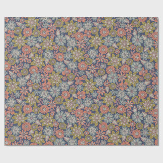 Papier Cadeau Fleurs qui s'épanouissent et fleurissent en corail