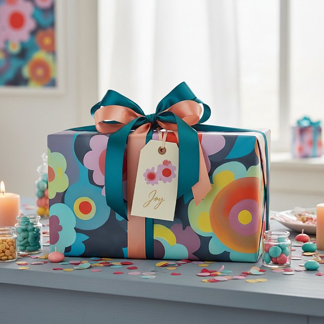 Papier Cadeau Fleurs rétro mod  (Créateur téléchargé)
