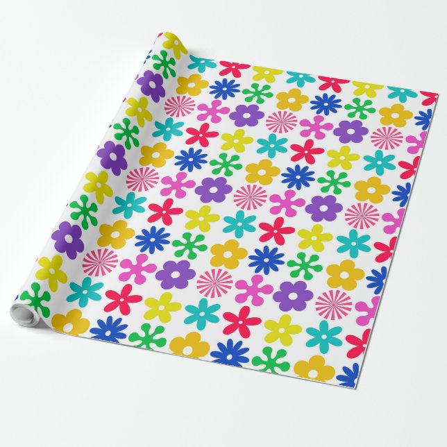 Papier Cadeau FLEURS RÉTRO super (Déroulé)