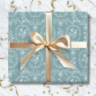 Papier Cadeau Fleurs Rococo Vintage Motif Floral