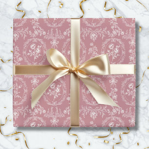 Papier Cadeau Fleurs Rococo Vintage Motif Floral