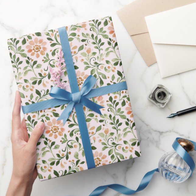 Papier Cadeau Fleurs rose chic pour anniversaire  (Cadeaux)