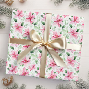 Papier Cadeau Fleurs rose de Noël