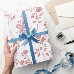 Papier Cadeau Fleurs Rose Fête de Mariage