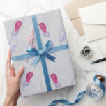 Papier Cadeau Fleurs rose gris<br><div class="desc">Grey Pink Flowers nom personnalisé</div>