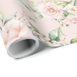 Papier Cadeau Fleurs rose pâle et eucalyptus<br><div class="desc">Magnifiques fleurs roses et de couleur rose pâle avec des accents de verdure ainsi que de jolis eucalyptus sur un fond rose pastel.  Si joli pour une douche de mariée ou un mariage ou toute occasion.  Tout simplement magnifique et si élégant.</div>
