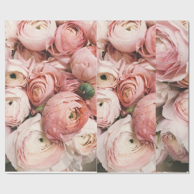 Papier Cadeau Fleurs roses (Couture)