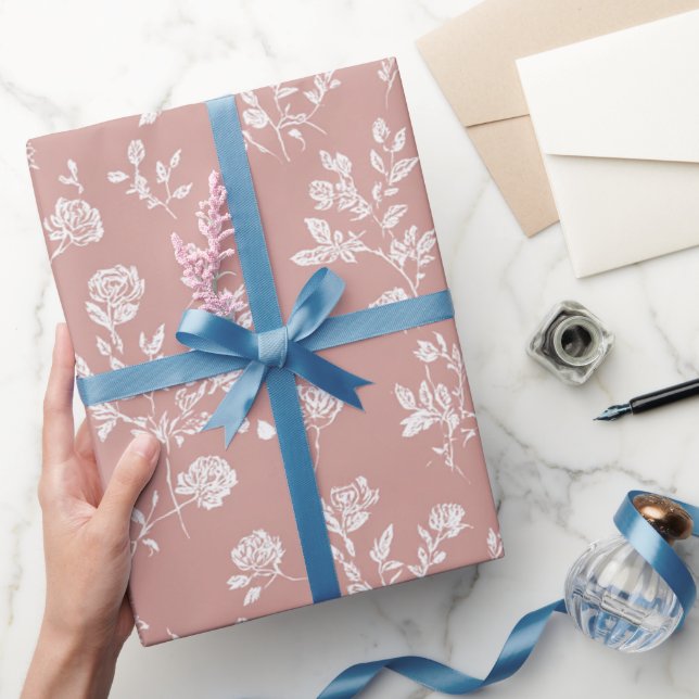 Papier Cadeau Fleurs Roses Blanches Roses Mariage (Cadeaux)