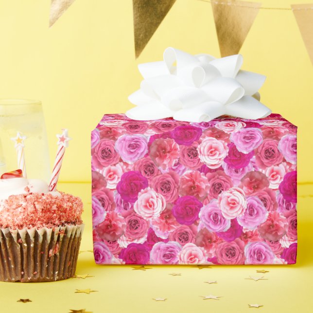 Papier Cadeau Fleurs roses géantes Douche Anniversaire Mariage (Fête d'anniversaire)