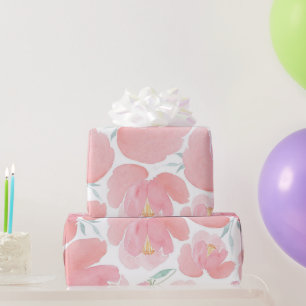Papier Cadeau Fleurs roses pastel élégantes