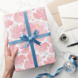 Papier Cadeau Fleurs roses pastel élégantes