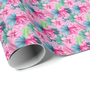 Papier Cadeau Fleurs roses vertes bleues Anniversaire Enterremen
