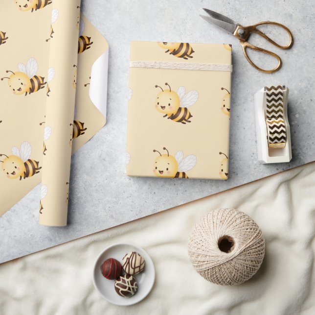 Papier Cadeau Fleurs Rustiques Oh Bébé Abeille Fête de Naissance (Artisanat)