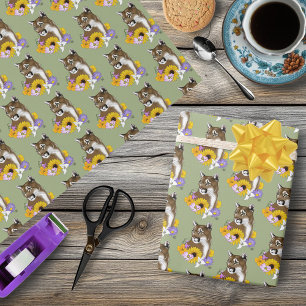 Papier Cadeau Fleurs sauvages Couguar Lion de montagne Puma 