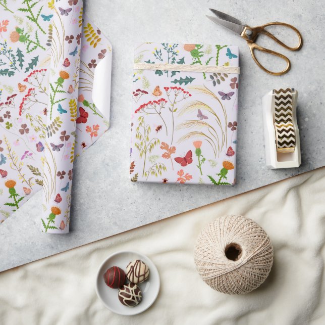 Papier cadeau fleurs sauvages de printemps (Artisanat)