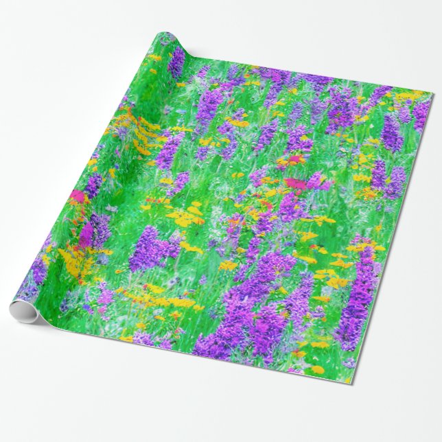 Papier Cadeau Fleurs sauvages d'été dans un champ vert (Déroulé)