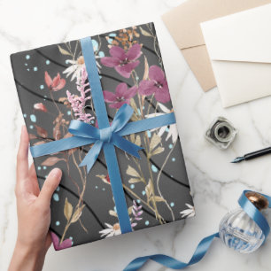 Papier Cadeau Fleurs sauvages élégants de Retro Boho