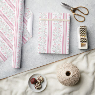 Papier Cadeau Fleurs sauvages florales roses vintage Coquette