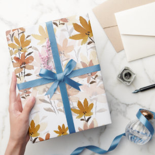 Papier Cadeau Fleurs sauvages jaune moutarde bohème pastel